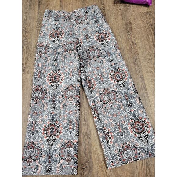 Urban Outfitters UO Juliet Cropped Jacquard Pant Size 4 Blue Gray Orange - Picture 1 of 10